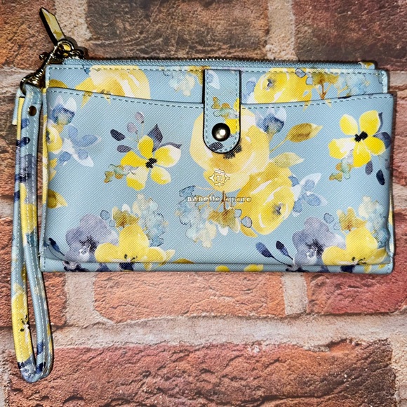 Nanette Lepore Handbags - Nanette Lepore Floral Wristlet Clutch - Blue and Yellow